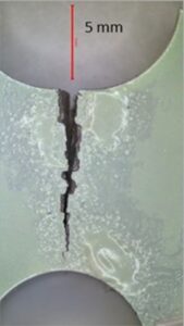 Picture of environmentally assisted cracking on a aerospace structure